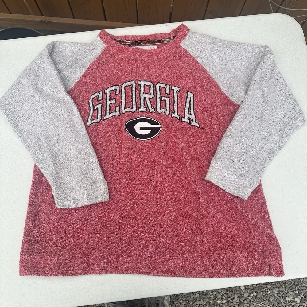 Press box‎ Terry Georgia Bulldogs Long Sleeve Red And Gray Long Sleeve XL